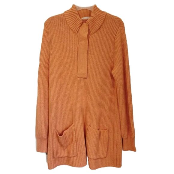 Soft Surroundings Highland 2 Pocket Ribbed Tunic Sweater Medium Orange Fall Boho - Picture 1 of 7